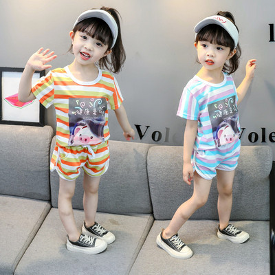Раиран детски комплект блуза и панталон за момичета