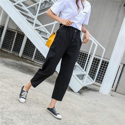 Női nadrág három színben, gombokkal, magas derékkal