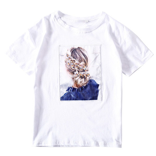 Tricou elegant de damă cu aplicație în alb și negru