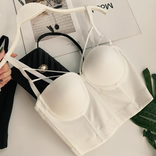 Stílusos női melltartó fehér, fekete és piros színben