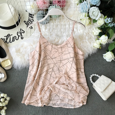 Napi női felső vékony pánttal és mintával