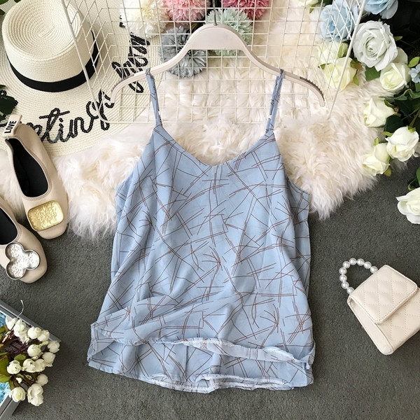 Napi női felső vékony pánttal és mintával