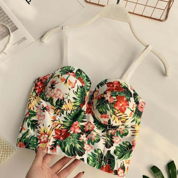 Stílusos női melltartó virágmintával több színben