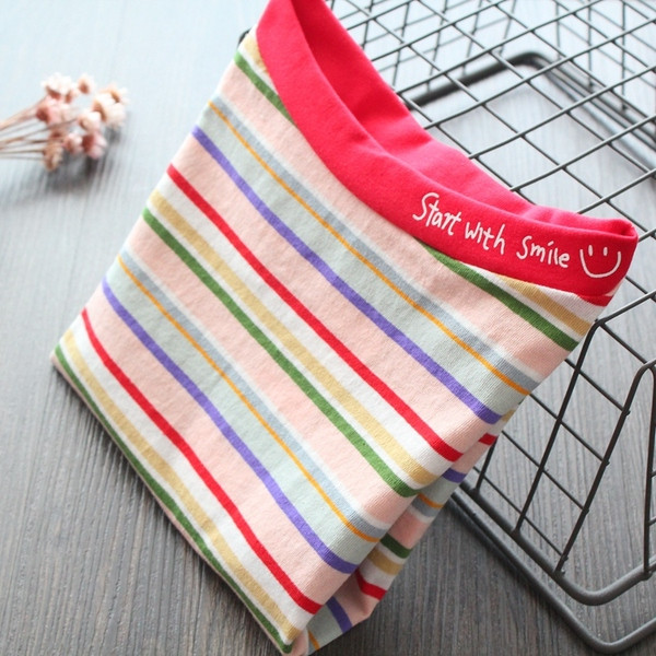 Csíkos gyermekblúz O-nyakú lányoknak