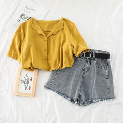 Cămașă de damă cu mâneci scurte în patru culori