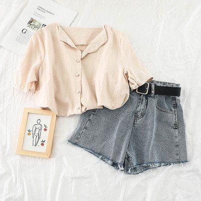 Cămașă de damă cu mâneci scurte în patru culori