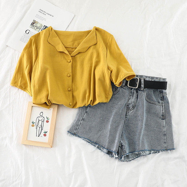 Cămașă de damă cu mâneci scurte în patru culori