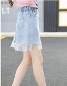 Μοντέρναπαιδική μπλε φούστα με τσέπες