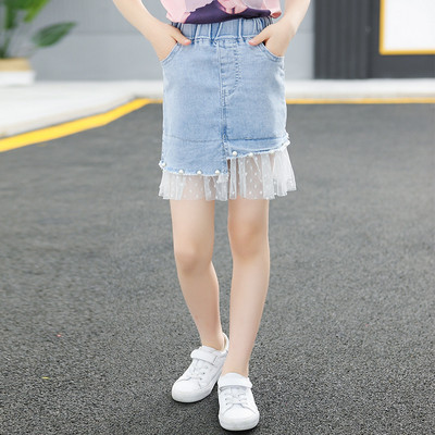 Μοντέρναπαιδική μπλε φούστα με τσέπες