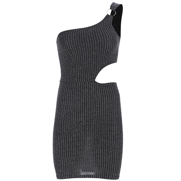 Modern női ruha Vékony modell kivágott részekkel, fényes hatással