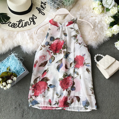 Modern női felső négy színben virágmintával