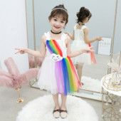 Μοντέρνο παιδικό φόρεμα με τούλι σε λευκό και μπλε χρώμα