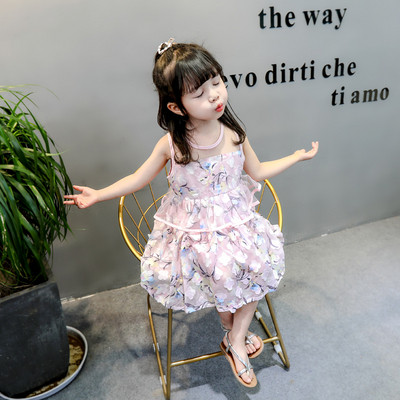 Κομψό παιδικό φόρεμα σε λευκό και ροζ χρώμα με λαιμόκοψη