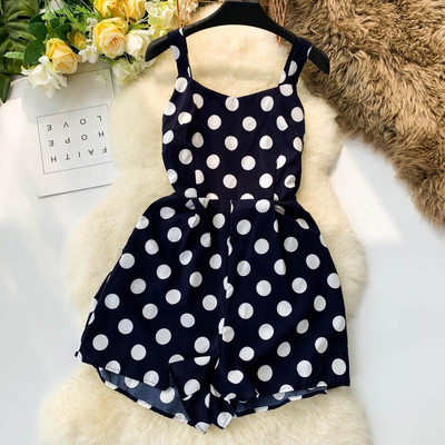 Salopeta dama cu bretele punctate in mai multe culori