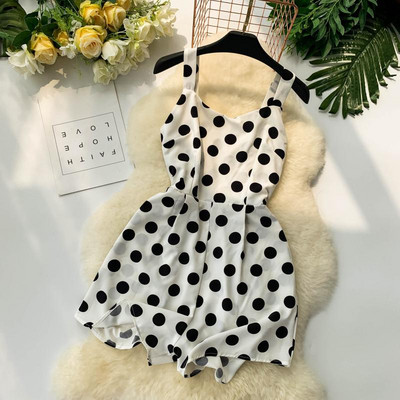 Salopeta dama cu bretele punctate in mai multe culori