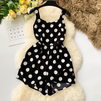 Salopeta dama cu bretele punctate in mai multe culori