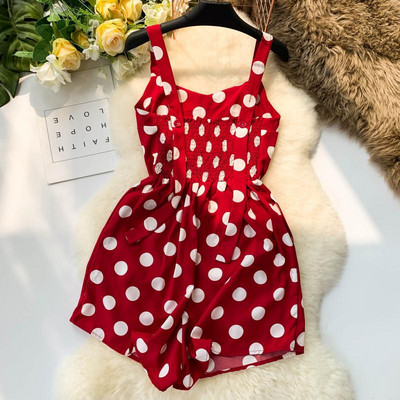 Salopeta dama cu bretele punctate in mai multe culori