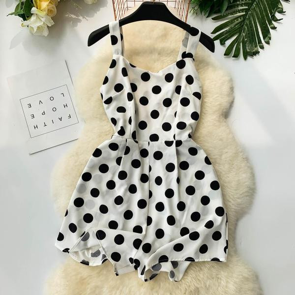 Salopeta dama cu bretele punctate in mai multe culori