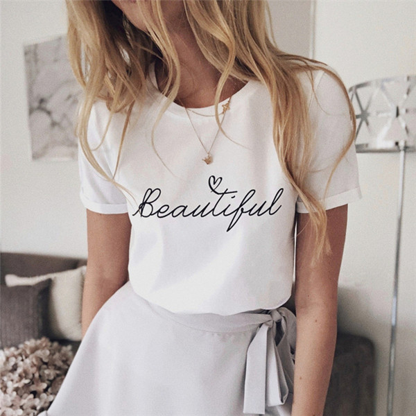 Modern női póló rövid ujjal és felirattal