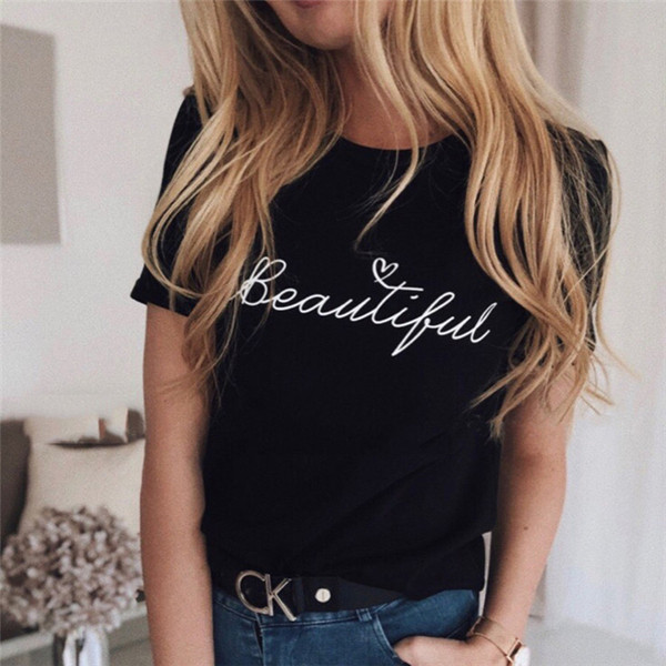 Modern női póló rövid ujjal és felirattal