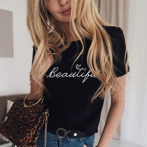 Modern női póló rövid ujjal és felirattal