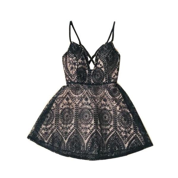 Stílusos női csipkés ruha V-nyakkal, két színben