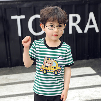 Ежедневна детска тениска за момчета с апликация и къс ръкав 