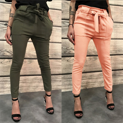 Стилен дамски панталон с висока  талия в два цвята