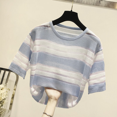 Lezser női póló átlátszó elemekkel több színben