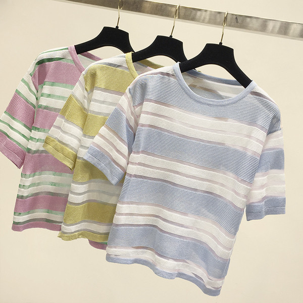 Lezser női póló átlátszó elemekkel több színben