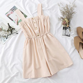 Női alkalmi kombiné pántokkal és gombokkal, három színben