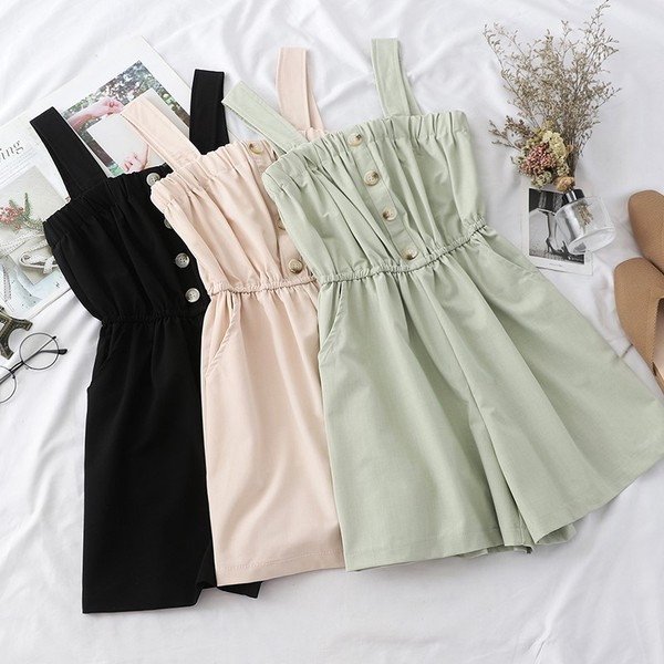 Női alkalmi kombiné pántokkal és gombokkal, három színben