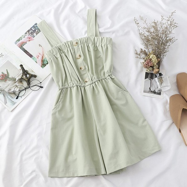 Női alkalmi kombiné pántokkal és gombokkal, három színben