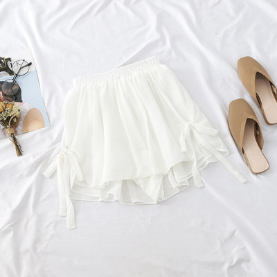 Alkalmi női rövidnadrág magas derékkal és szalagokkal