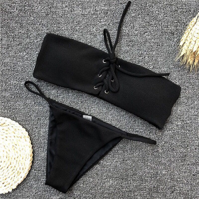 Stílusos kétrészes fürdőruha nyakkendővel több színben