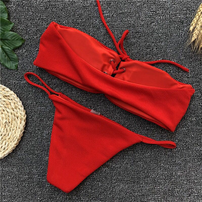 Costum de baie elegant din două piese cu cravate în mai multe culori