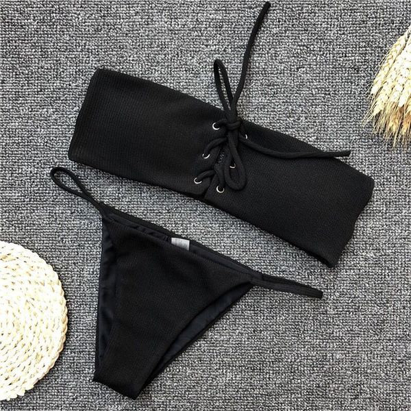 Stílusos kétrészes fürdőruha nyakkendővel több színben