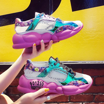 Tenisi casual dama in doua culori cu talpa groasa