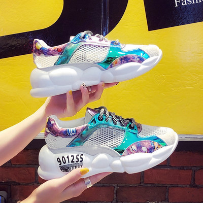 Tenisi casual dama in doua culori cu talpa groasa