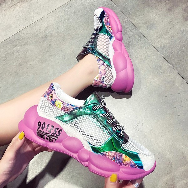 Tenisi casual dama in doua culori cu talpa groasa