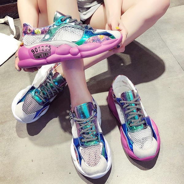 Tenisi casual dama in doua culori cu talpa groasa