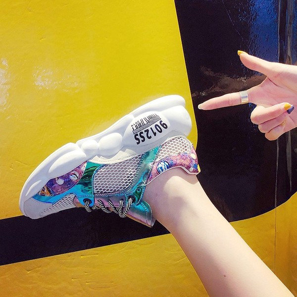 Tenisi casual dama in doua culori cu talpa groasa