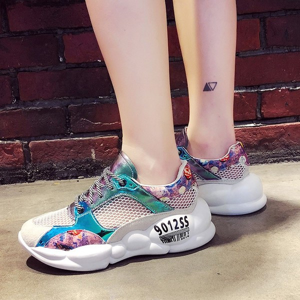 Tenisi casual dama in doua culori cu talpa groasa