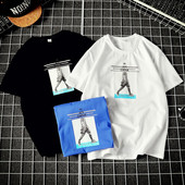 Alkalmi férfi póló három színben rátéttel és feliratokkal