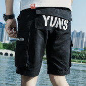 Pantaloni scurți pentru bărbați în trei culori cu inscripții și buzunare