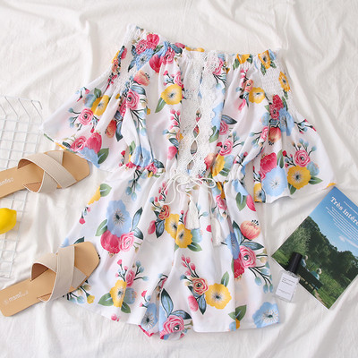 Modern női overall több színben virágos motívumokkal