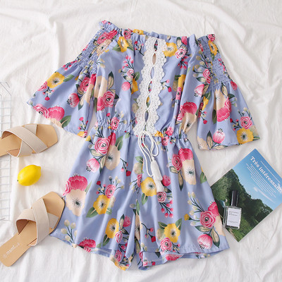 Modern női overall több színben virágos motívumokkal