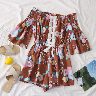 Modern női overall több színben virágos motívumokkal