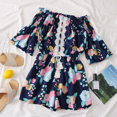 Modern női overall több színben virágos motívumokkal