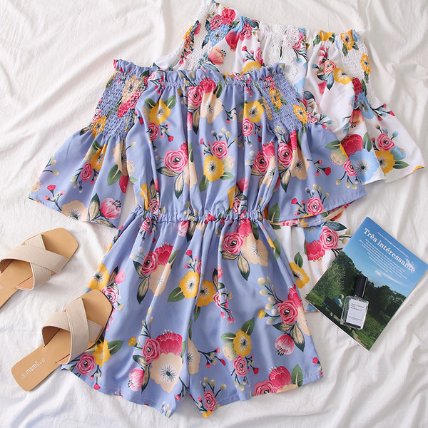 Modern női overall több színben virágos motívumokkal